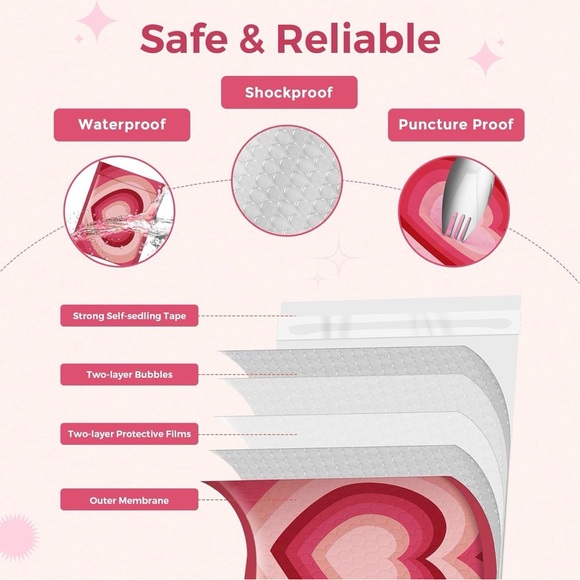 (20) 6”x10” Heart Bubble Mailers | Pink Valentine’s Shipping Envelopes - Picture 3 of 4